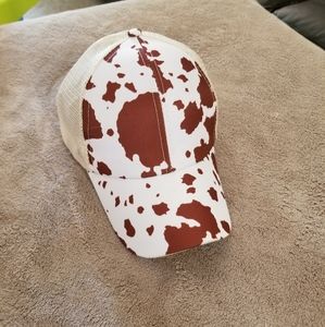 Brown Cow Print Baseball Cap